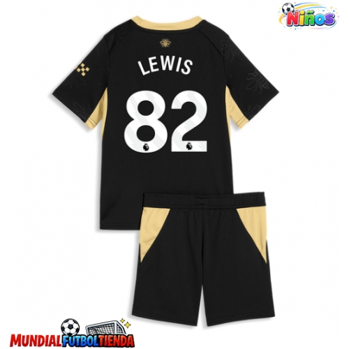 Camiseta Manchester City Rico Lewis #82 Segunda Equipación Replica 2026-27 para niños mangas cortas (+ Pantalones cortos)